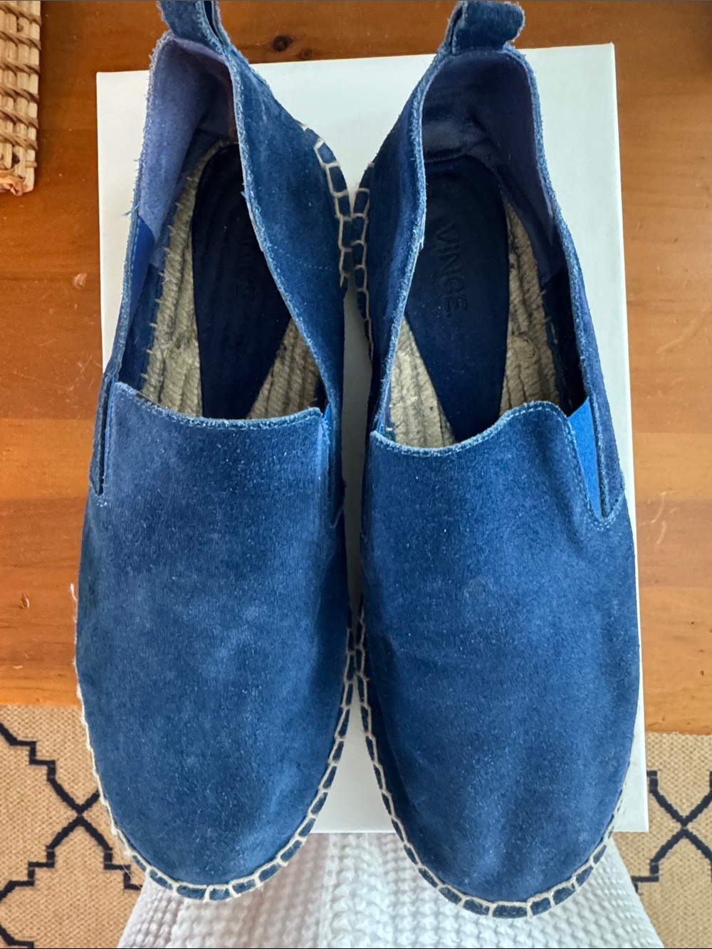Vince Navy Suede Slip-On Espadrilles